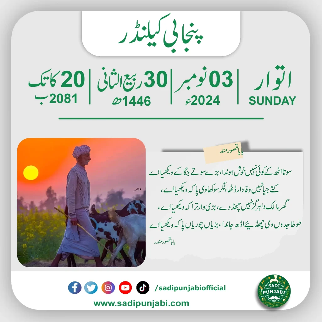 Punjabi Calendar dated 03.11.2024